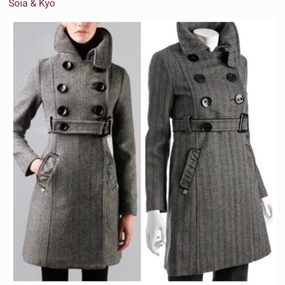 Soia & Kyo Herringbone Double Breast designer Coat